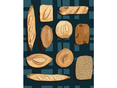 Bread Illustration food illustration hand drawn illustration procreate art retro illustration