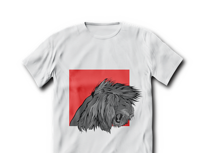 white t-shirt lion head roar illustration