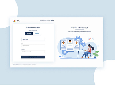 Recruitment agency sign up page app dailyui dailyuichallenge recruitment agency uidesign uiuxdesign