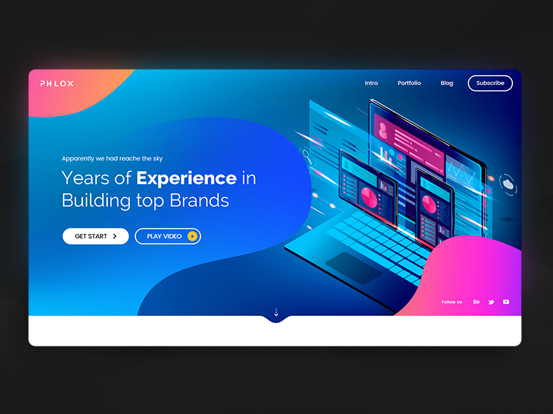 web design agency creative template phlox website builder website typogaphy liquid flat design illustrative mac tablet ux ui agency header design webdesign firstshot