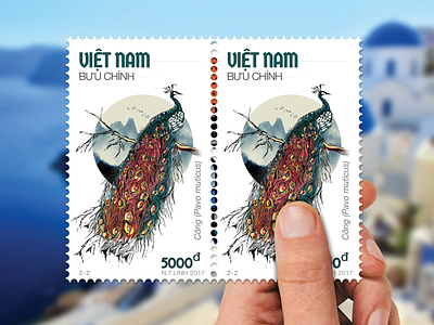 STAMP | Vietnamese Wood Cut Peacock