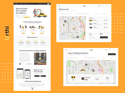 Urthi - Travel in Style, Cab Booking & Rental. booking branding cab booking design dribbble landing page landing page design minimal ola taxi taxi booking uber ui web