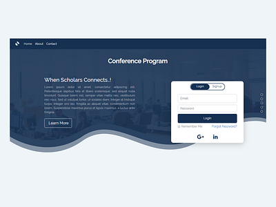 Conference Program conference design login login form phd scholar signup web