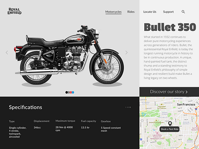 Royal Enfield Bike - Standard 350 bike biker bikers branding design landing page product page ride royal enfield scooter vehicle web