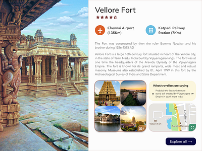 India Tourism - Vellore Fort Tamilnadu design dribble landing page minimal tourism tourisminindia travel travel design ui