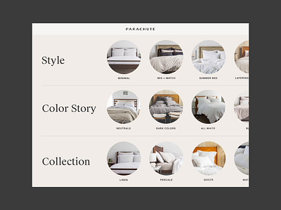 Parachute - Styling Guide Animation ecommerce horizontal scroll interiors ui ux webdesign