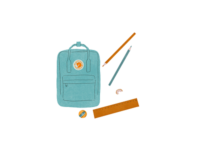 School backpack illustration pencils procreate ruler school supplies sharpener