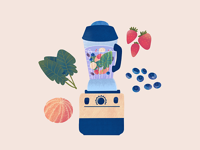 Smoothie Prep blender blueberry food illustration illustration orange procreate smoothie spinach strawberry