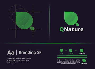 QNature Logo brand brand identity corporate branding design gradient graphicdesign green leaf logo logo logo mark logotype modern logo nature logo