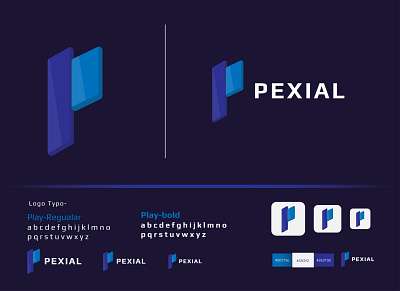 pexial logo (unused for sale) blue brand brand identity corporate creativ design graphicdesign lettering logo logo mark logodesign logos logotype modern logo p letter logo p logo web web logo web site logo