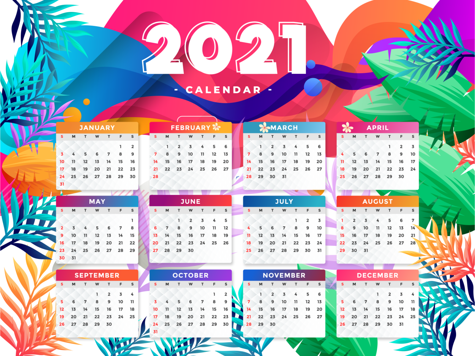 CALENDAR 2021 2d 2d art ai art calendar calendar design color design illustration vector