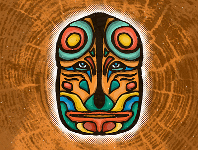 Tribal Mask Illustration adobe illustrator blob design illustration organic speckle texture vector vectorart wooden