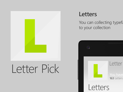 Letter Pick app letter mobile typeface ui windows phone