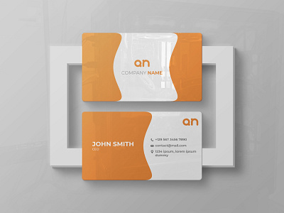 Glossy business card front and back side mockup