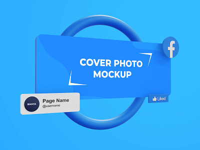 Facebook Page Cover and Profile Picture 3D interface Mockup cover display editable facebook info interface liked media mockup modern page picture presentation profile realistic render rendering social torus