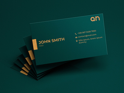 Realistic Business Cards mockup with gold foil effect