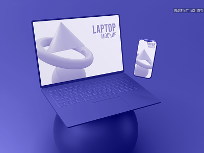 Laptop and Smartphone 3D Clay Mockup 3d clay computer device display editable interface iphone laptop mac macbook mockup modern notebook phone realistic screen smartphone sphere ui