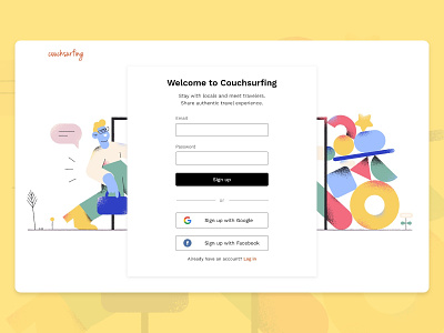 Couchsurfing - Sign up redesign dailui001 dailyui ui ux visual design web