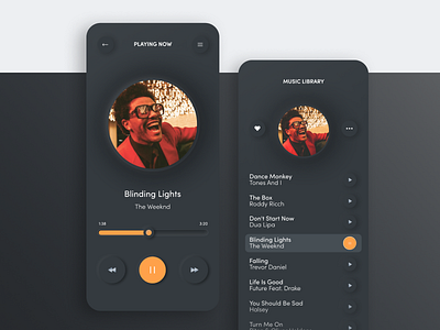 Dark mode app app design design music app