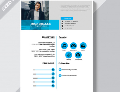 Black and White CV for Graphic Designers. adobe photoshop black black white branding businesscard clean color creative cv resume dabble sided design designer for graphic redesign simple standerd typography