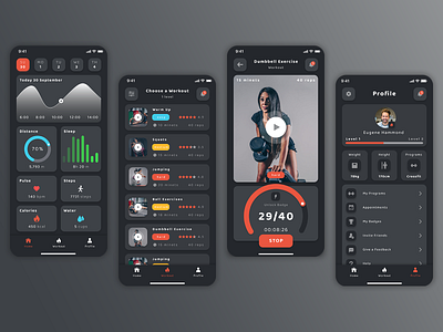 Workout App 2020 adobexd app calendar design sport stats ui uidesign uiux ux uxui workout workout of the day workouts