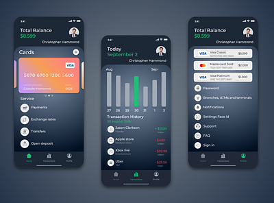 Finance App adobe xd app bank bank app calendar card design finance finance app interface iphone payment profile ui uiux ux wallet