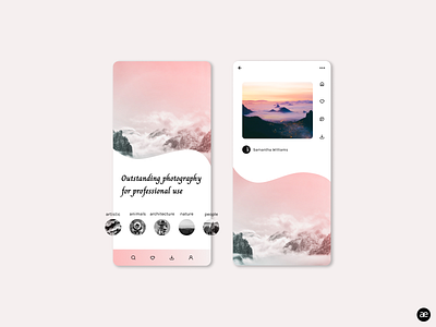 Photography mobile app app app design application clean daily ui design figma graphic design interface layout minimal mobile mobile ui mockup photo photography pink ui ux web