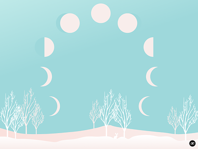 Winter illustration | Moon cycle design digital art digital illustration figma gradient graphic design illustration minimal moon moon cycle snow web white winter winter landscape