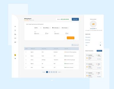 Generate Billing Report report ui uidesign uiux ux uxdesign web