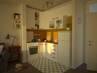 Apartment Kitchen Shaders 3d colour furnishing ikea interior design light maya modeling shaders textures vray