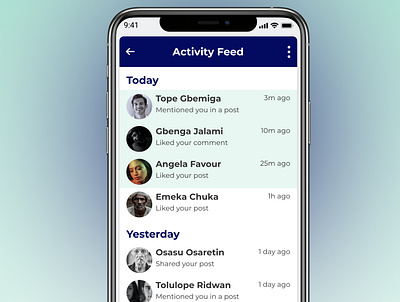 Day047 DailyUI Activity Feed app dailyui design ui