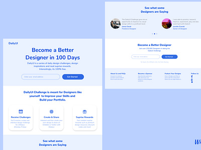 Day100 Redesign of DailyUI landing page app daily ui dailyui dailyuichallenge day100 design redesign dailyui landing page ui uidesign web