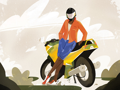 Pratice Makes Perfect bike character illustration motorbiker motorcycle