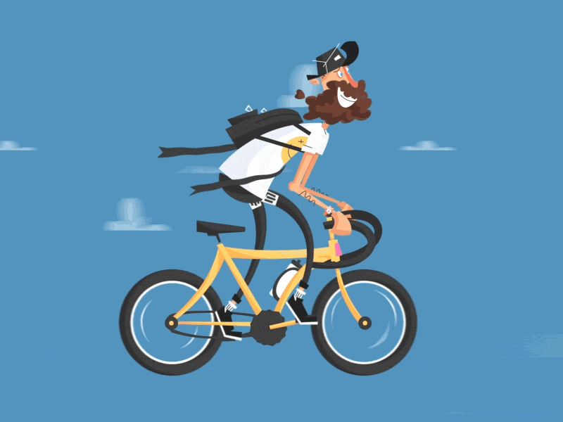 Going for a Spin animation beard bike biking character gif hat hipster illustration motion graphics run cycle walk cycle