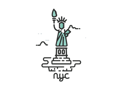 Lady Liberty 2d animation clouds gif lady liberty motion graphics new york nyc statue