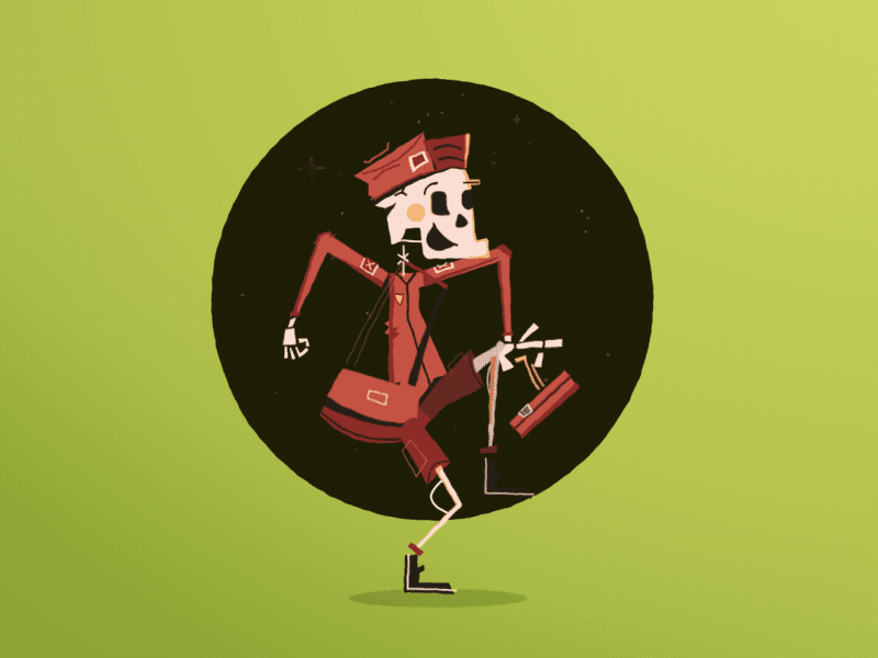 Skully is coming to deliver you something! 2d animation skully walk cycle