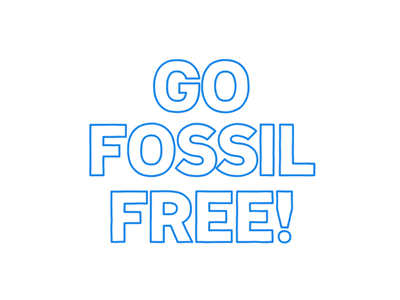 Fossil Free Rulez animation countdown line text