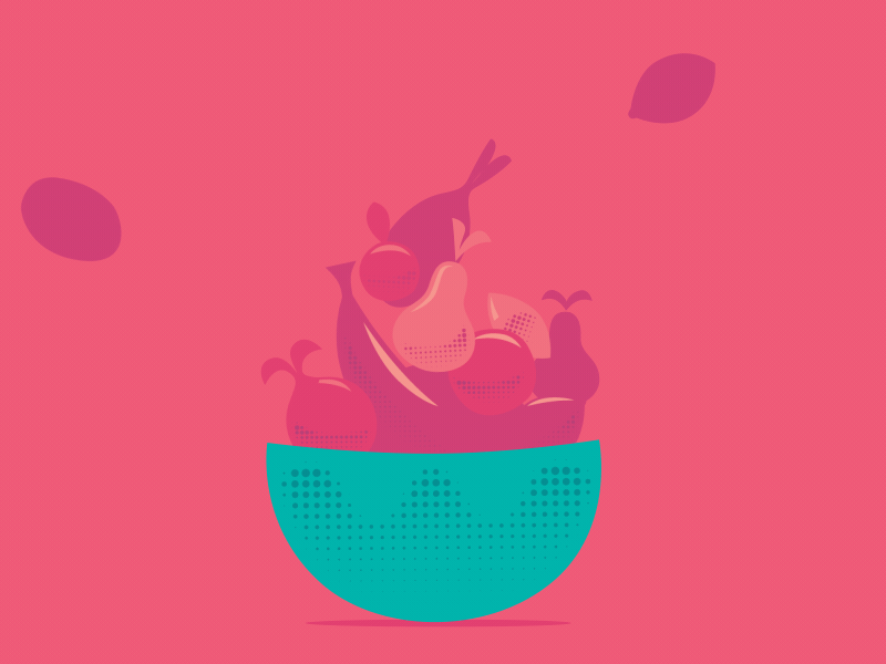 5+ a Day Keeps the Doctor Away 2d animation bounce bowl fruit gif