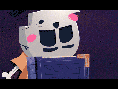 Skulllaayyy uncovering some secrets. 2d animation blowing book character gif skully