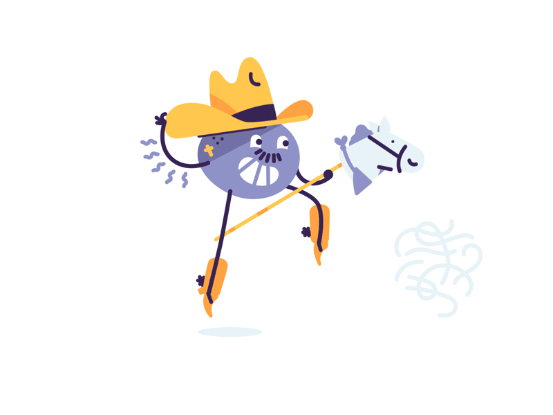Cowpoke WIP animation character cowboy cowgirl hat horse illustration kid playing run cycle toy walk cycle western