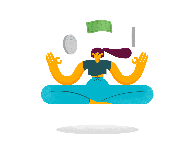 Floaty Floaty 2d animation bill character coin dollar illustration meditating meditation money zen