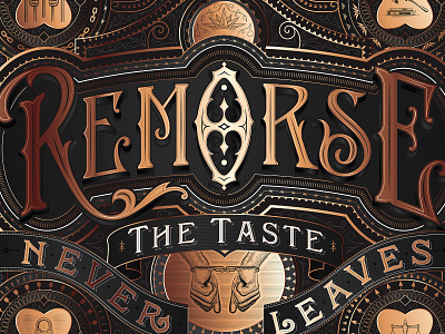 REMORSE label design illustration label lettering logotype packaging print product spirits type typography