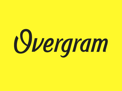 Overgram app black branding design grey iphone lettering logo mark trademark typography yellow