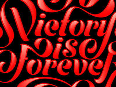 Victory black brush calligraphy design illustration ink lettering poster red type typography vector