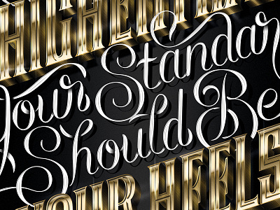VIP 3d advertising black design gold illustration lettering poster type typography vector white