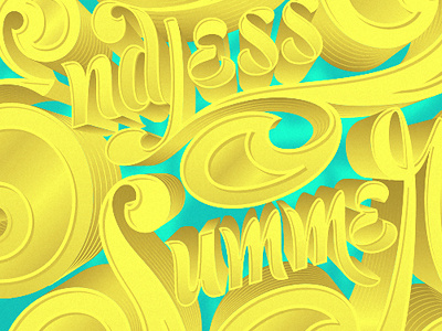 Summer 3d advertising brushpen design illustration lettering psychedelic summer type typography