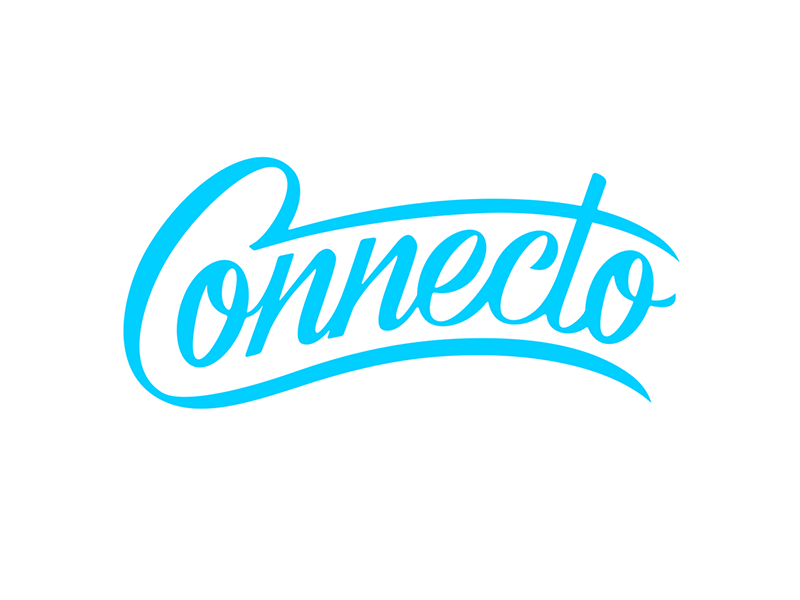 Connecto animation blue branding brushpen identity lettering logo motion trademark typography vector