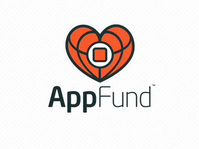 Final Appfund logo app black branding charity design heart icon illustration iphone logo red vector white