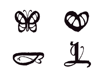 Blackletter black butterflies custom design icon illustration ink logo love symbol trademark typography white