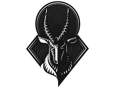 Bontebok badge black crest emblem icon illustration logo minimal symbol trademark vector white